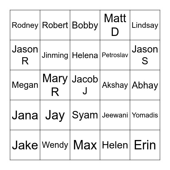 PAD Bingo Card