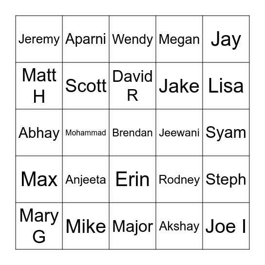 PAD Bingo Card