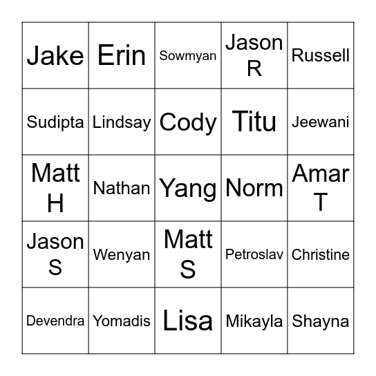 PAD Bingo Card