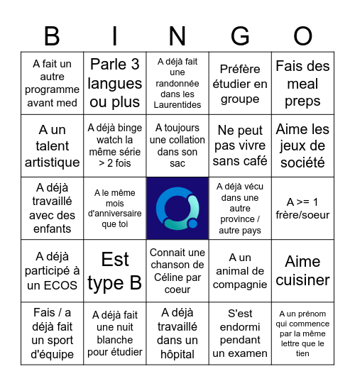 Bingo des Laurentides Bingo Card