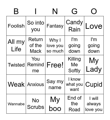 R&Bingo 🎤 Bingo Card