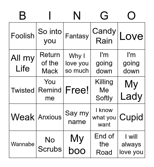 R&Bingo 🎤 Bingo Card