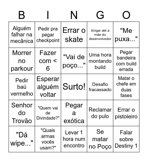 Raid Bingo Card