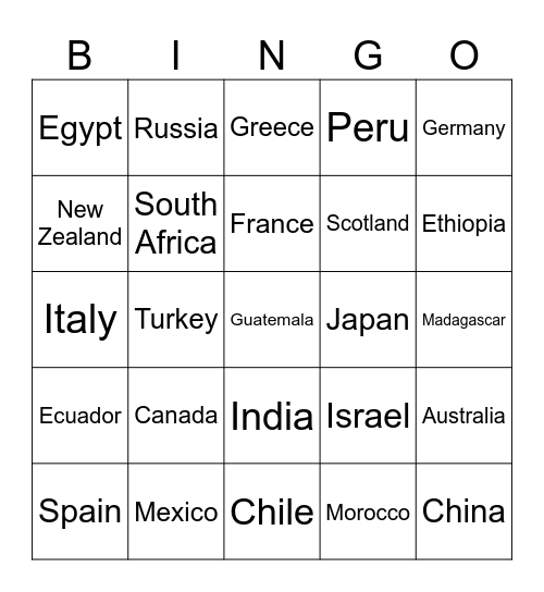 Read The World Bingo Card