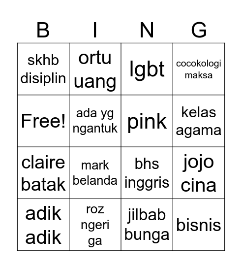 apa yah Bingo Card