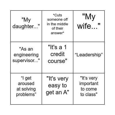 Fong's Tangent Bingo Card