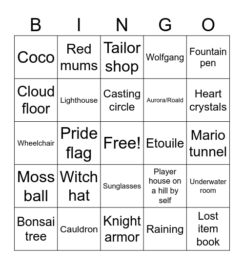 WHA ACNH Bingo Card