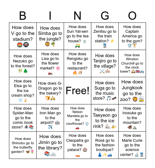 B13 L4 How does Cleopatra go to the palace? 🏰🚤 Bingo Card