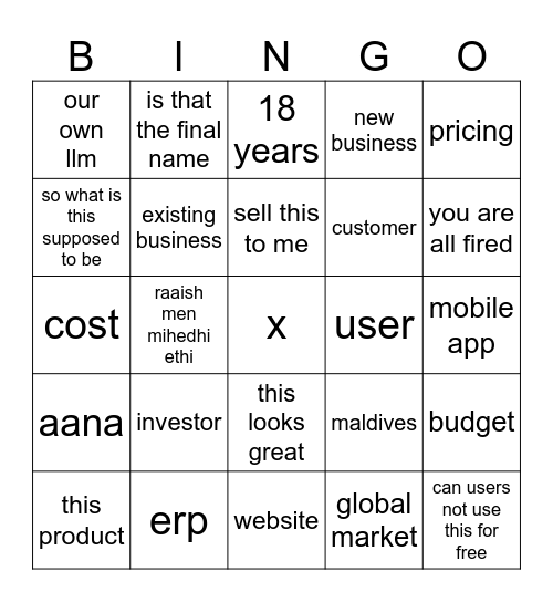 what would hassan say Bingo Card
