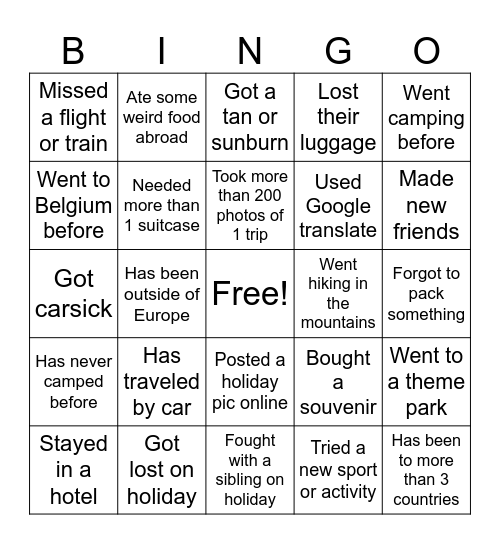Find someone who... Bingo Card