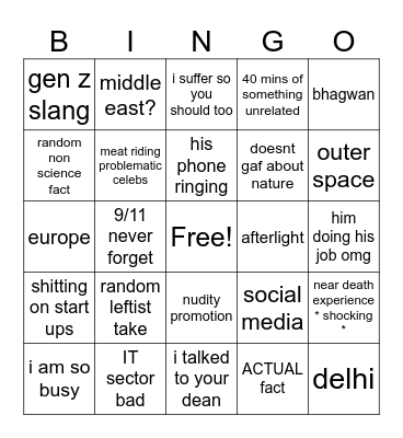 entrepreneurship bingo Card