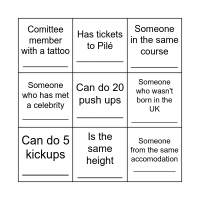TSOC Bingo Card
