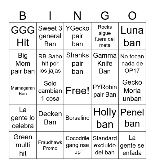 Bandai fiesta de la democracia Bingo Card