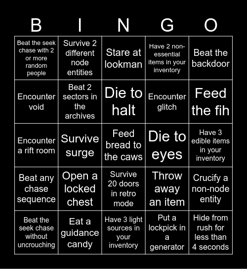 doors schoolday bingo Card