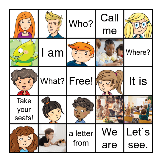Lesson 1 for 3rd grade - Hello! Bingo Card