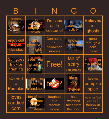 Halloween Movie Bingo Card