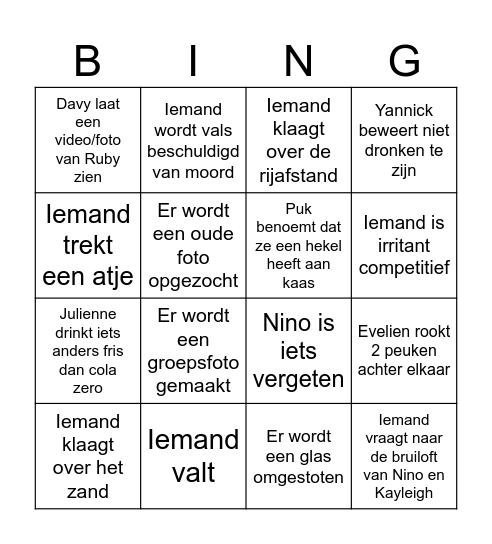 Jord Bingo Card