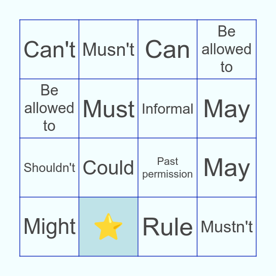 MODAL VERBS Bingo Card
