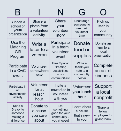 CwC Bingo Card