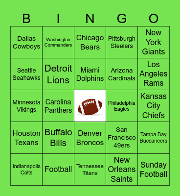 FOOTBALL Bingo Card
