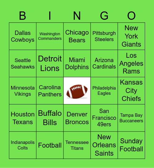 FOOTBALL Bingo Card