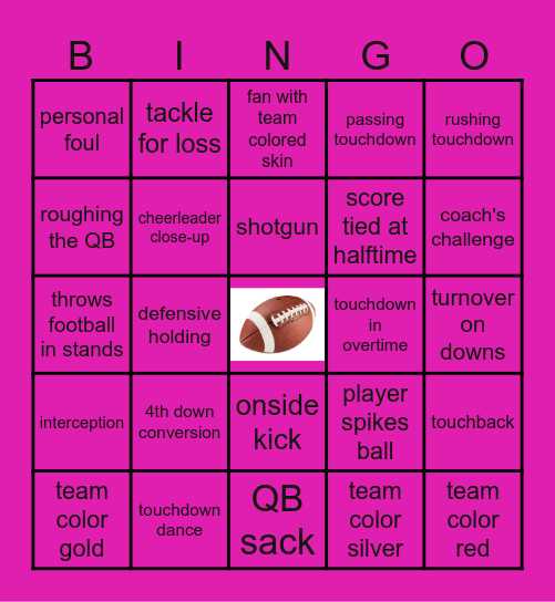 FOOTBALL Bingo Card
