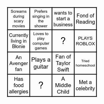 Getting to Know Bingo Card