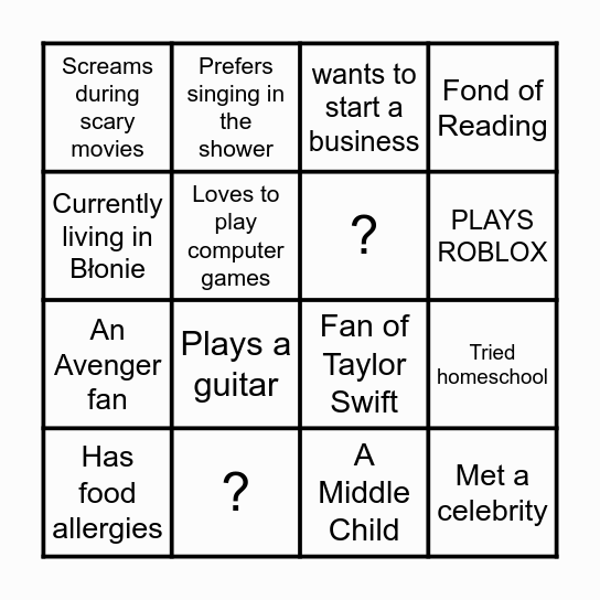 Getting to Know Bingo Card