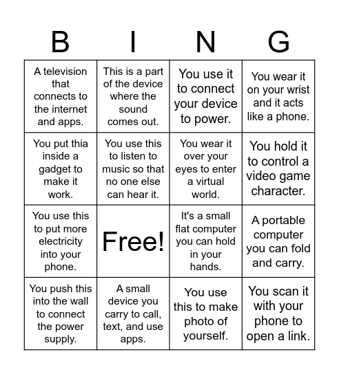 everyday technology Bingo Card
