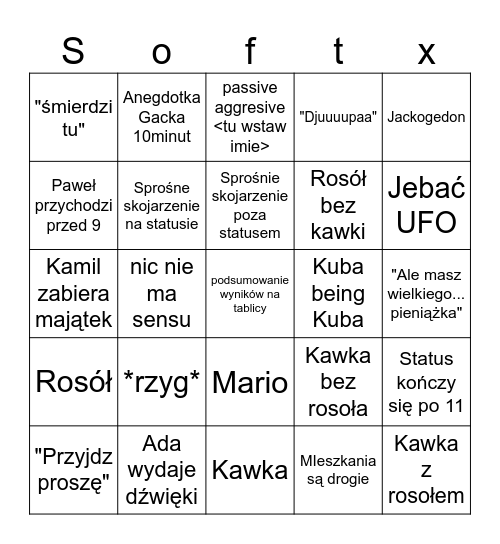 Bingo softax edycja jesień '26 Bingo Card