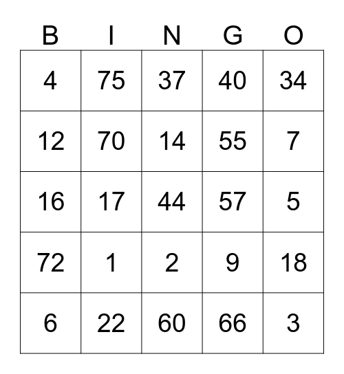 Chrystal  Bingo Card