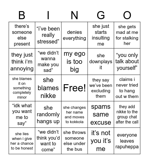 the attack Bingo Card
