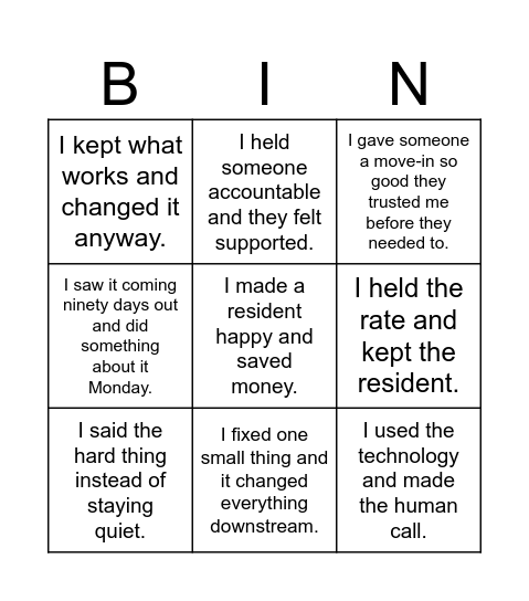 The Ripple Effect Bingo Card
