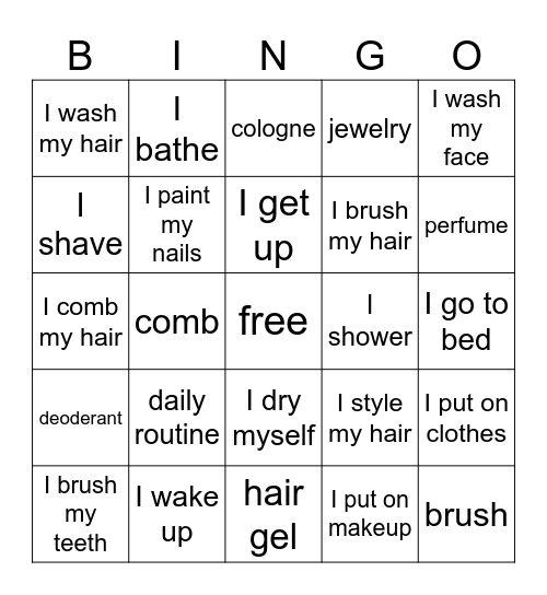 Daily Rountines Bingo Card