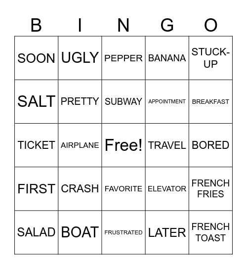 ASL Bingo Card