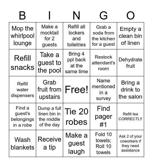 Attendant's Bingo- HAS TO BE PROVEN Bingo Card