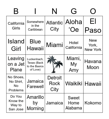 Vacation! Bingo Card