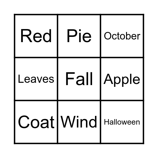FALL Bingo Card