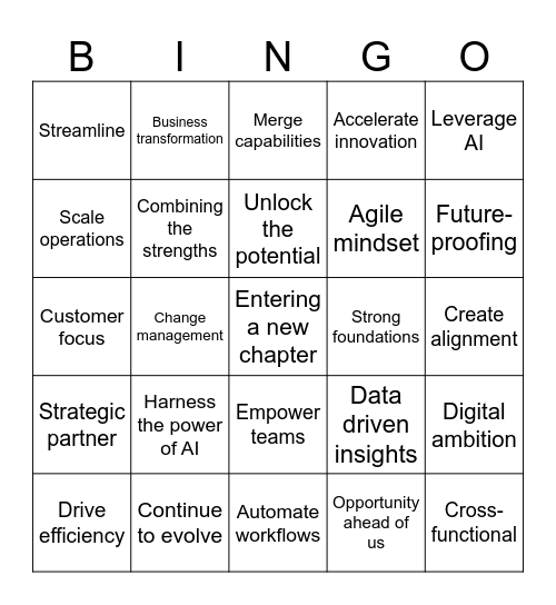 All hands Bingo Card