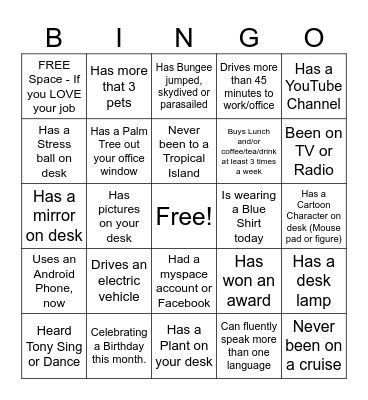 Employee Appreciation BINGO Card