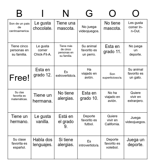 Conoce a tus companeros Bingo Card