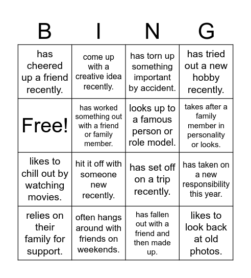 Find someone who... Bingo Card