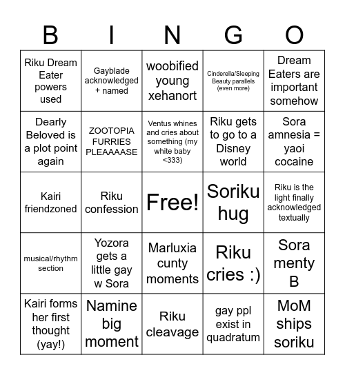 KH4 Delusion Bingo Card
