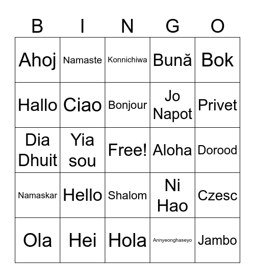 Say Hello Week Bingo! Bingo Card
