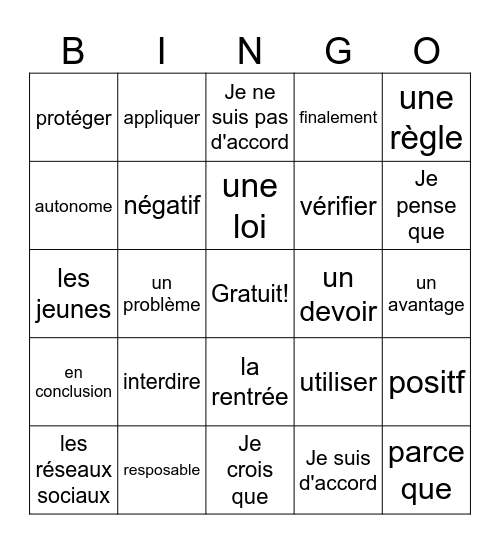 Interdiction des téléphones portables Bingo Card
