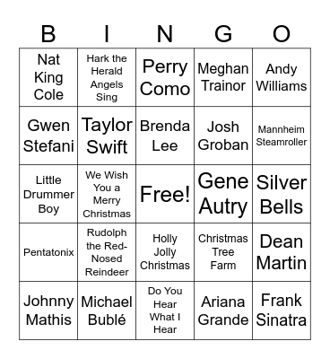 Christmas Music Bingo Card