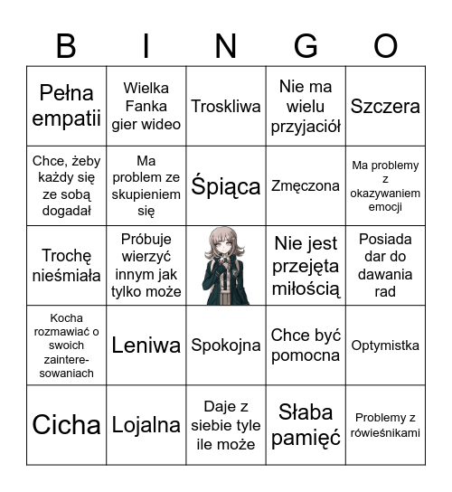 Chiaki Nanami Bingo Card