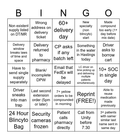 All Time Greatest Bingo Card