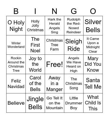Christmas Music Bingo Card