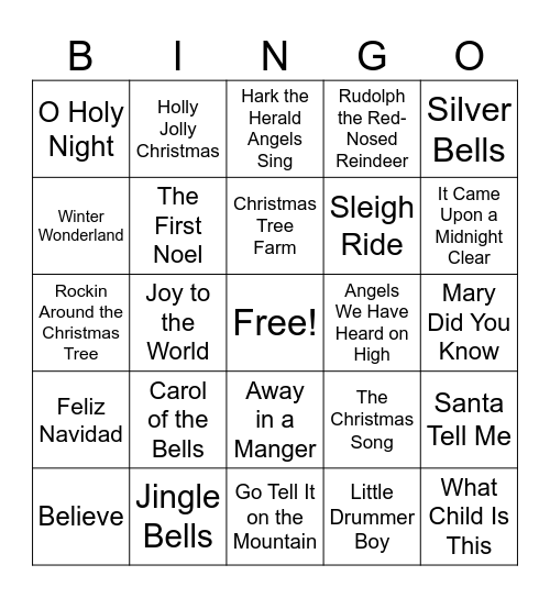 Christmas Music Bingo Card